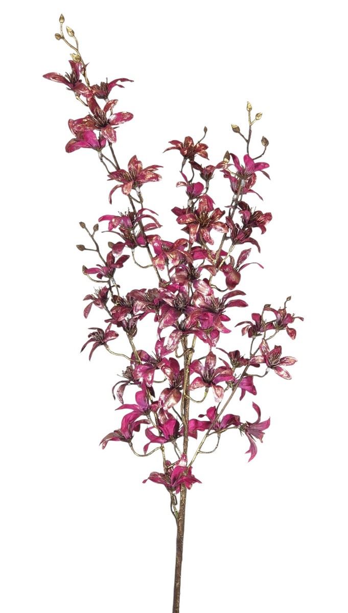 ŚWIĄTECZNA GAŁĄZKA KWITNĄCA 90 CM BURGUNDY GOLD
