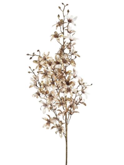 ŚWIĄTECZNA GAŁĄZKA KWITNĄCA 90 CM OLD CREAM GOLD