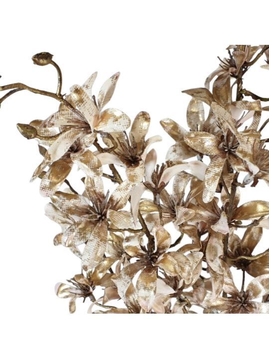 ŚWIĄTECZNA GAŁĄZKA KWITNĄCA 90 CM OLD CREAM GOLD