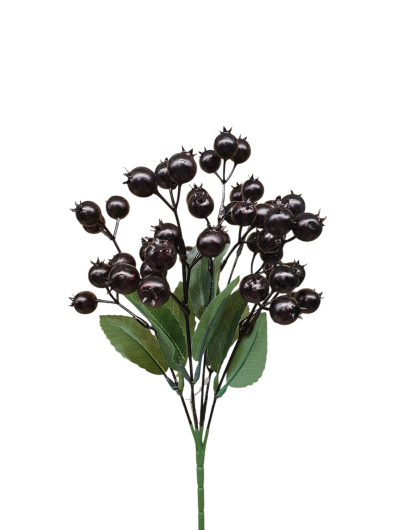 GŁÓG OWOCE BUKIET Z LIŚCIEM 32CM BLACK BURGUNDY