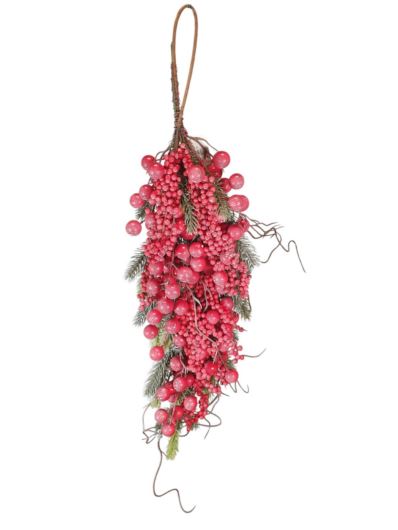 DEKORACJA ŚWIĄTECZNA Z OWOCAMI ZWIS 60CM RED