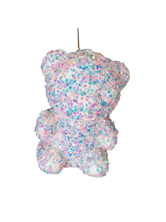 MIŚ CEKINOWY ZAWIESZKA 12CM RAINBOW BLUE-PINK