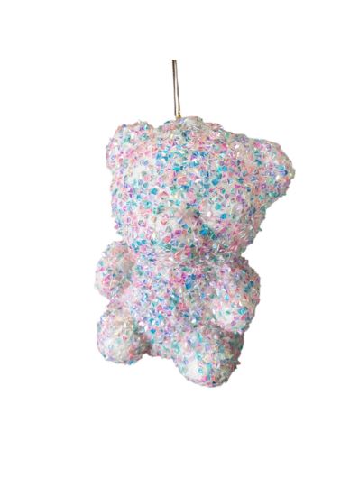 MIŚ CEKINOWY ZAWIESZKA 12CM RAINBOW BLUE-PINK