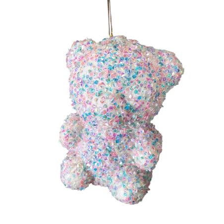 MIŚ CEKINOWY ZAWIESZKA 12CM RAINBOW BLUE-PINK