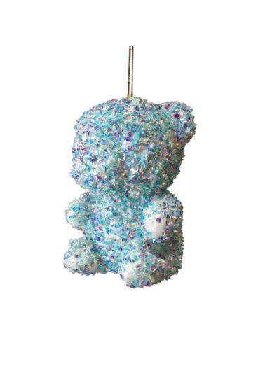 MIŚ CEKINOWY ZAWIESZKA 12CM RAINBOW LT BLUE