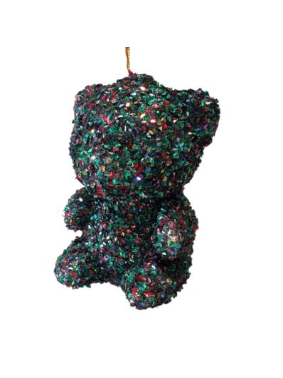 MIŚ CEKINOWY ZAWIESZKA 12CM RAINBOW NAVY BLUE