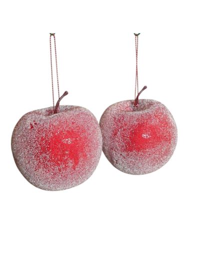 JABŁKO 7,5CM ZAWIESZKA ICED 2 SZT/KPL RED