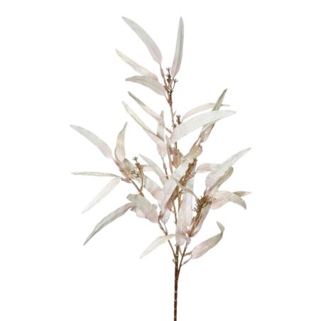 ZŁOTA GAŁĄZKA Z LISTKAMI VELVET 92CM PEARL CREAM