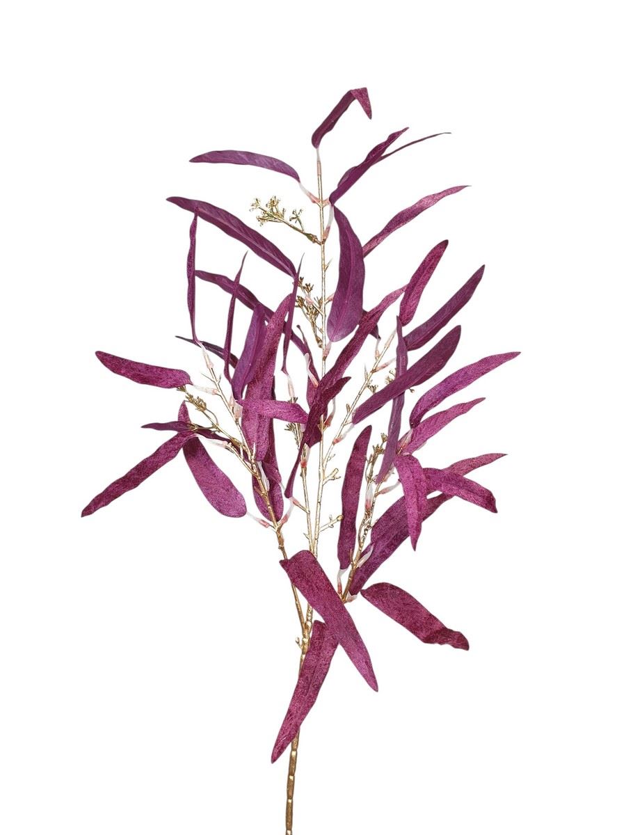 ZŁOTA GAŁĄZKA Z LISTKAMI VELVET 92CM PURPLE