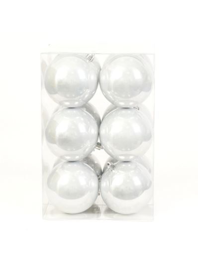 BOMBKI PLASTIK 8CM 12SZT. PEARL WHITE