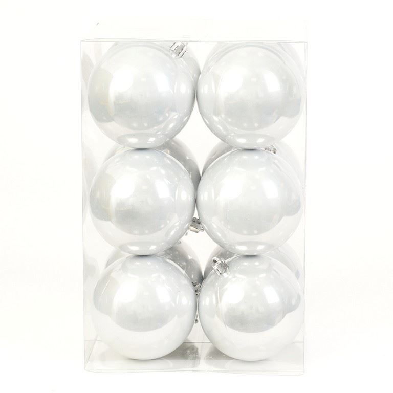 BOMBKI PLASTIK 8CM 12SZT. PEARL WHITE