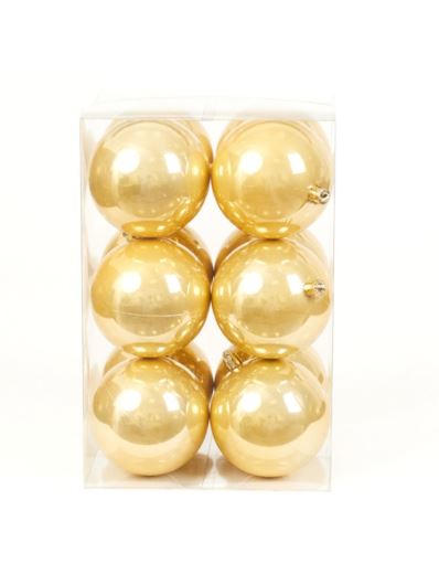 BOMBKI PLASTIK 8CM 12SZT. PEARL GOLD