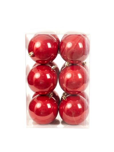 BOMBKI PLASTIK 8CM 12SZT. PEARL RED