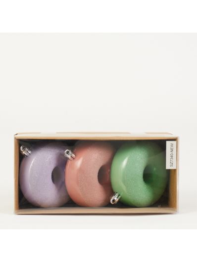 BOMBKI - ZAWIESZKI DONAT 8CM  3 SZT MIX KOLOR