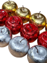 JABŁKA DEKORACYJNE 7CM 12SZT METALIC RED GOLD SI