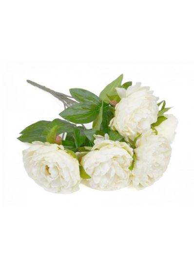 PEONA BUKIET 5 KWIATÓW 46CM CREAM WHITE