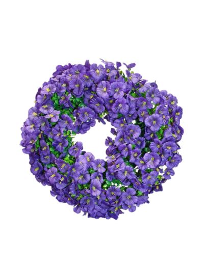 Wianek z bratkami 50cm -sztucz.rośl.