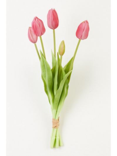 TULIPAN PĘCZEK GUMA 5 KWIATÓW 38CM BEAUTY PINK