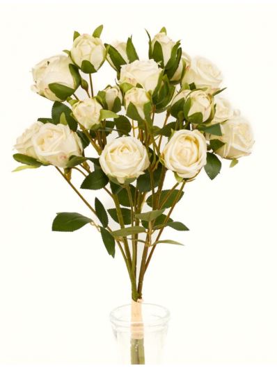 RÓŻA DROBNA WIĄZKA 3 GAŁĄZKI 54CM WHITE CREAM