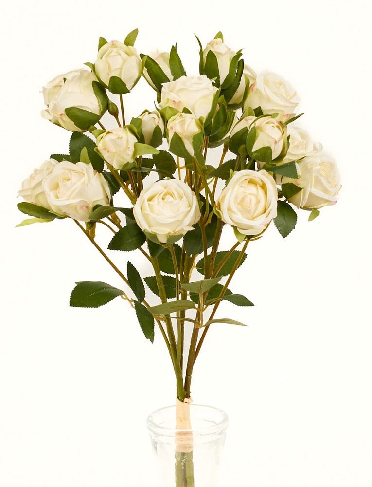 RÓŻA DROBNA WIĄZKA 3 GAŁĄZKI 54CM WHITE CREAM