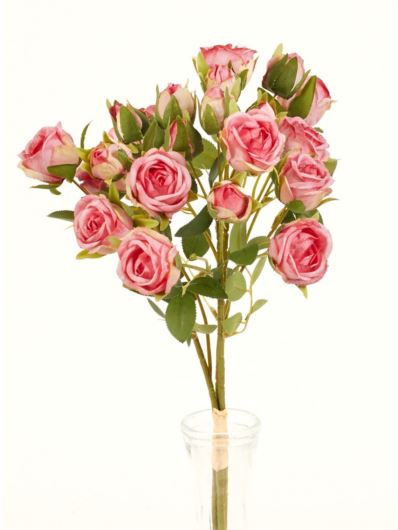 RÓŻA DROBNA WIĄZKA 3 GAŁĄZKI 54CM PINK GREEN