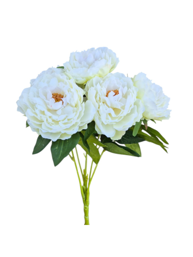 PEONIA BUKIET 5 KWIATÓW 46CM CREAM WHITE
