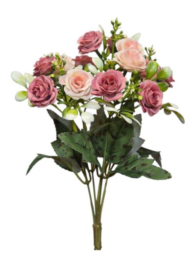 RÓŻA MINI DROBNY BUKIET 32CM CV33080 MAUVE LT PINK