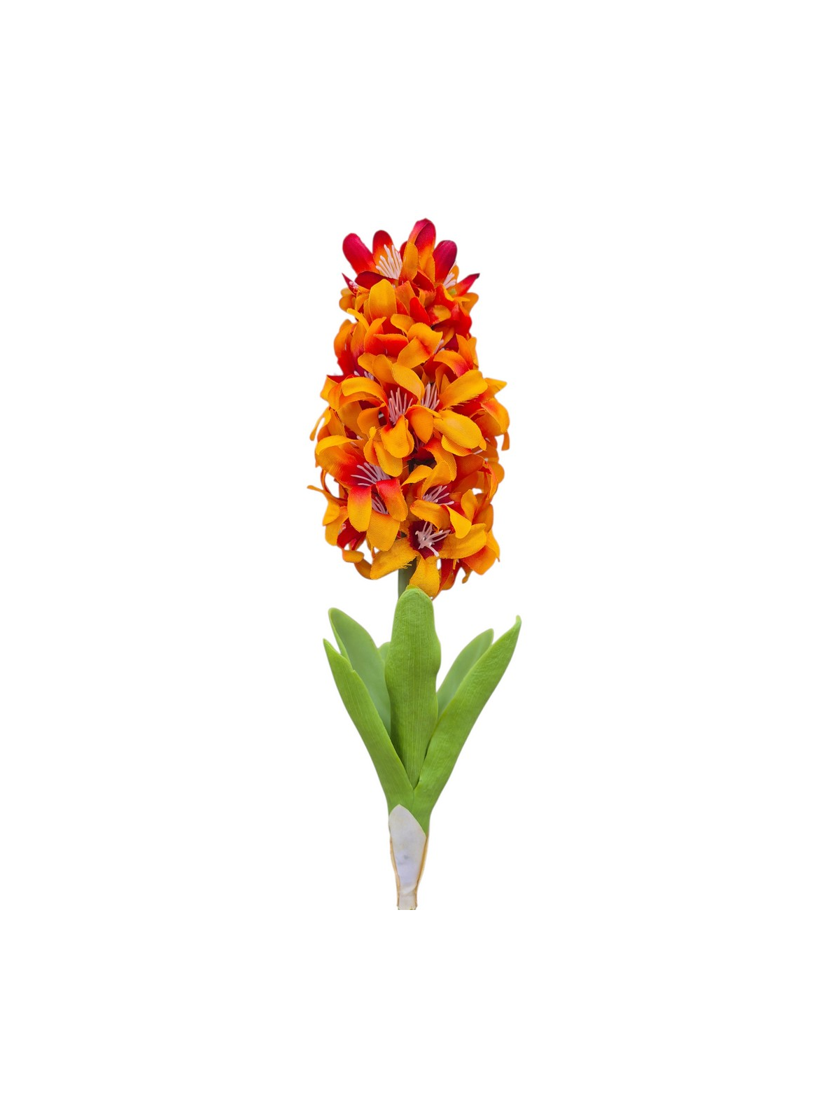 HIACYNT NA ŁODYDZE Z LIŚCIEM 46CM FLAME ORANGE