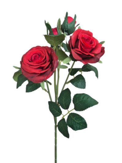 RÓŻA GAŁĄZKA 2+1 49CM BLACK RED
