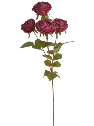 RÓŻA 4 KWIATY GAŁĄZKA 62CM AUTUMN RED BORDO