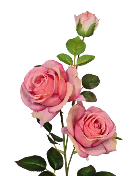 RÓŻA GAŁĄZKA WIELOKWIATOWA Z PĄKIEM 82CM PINK