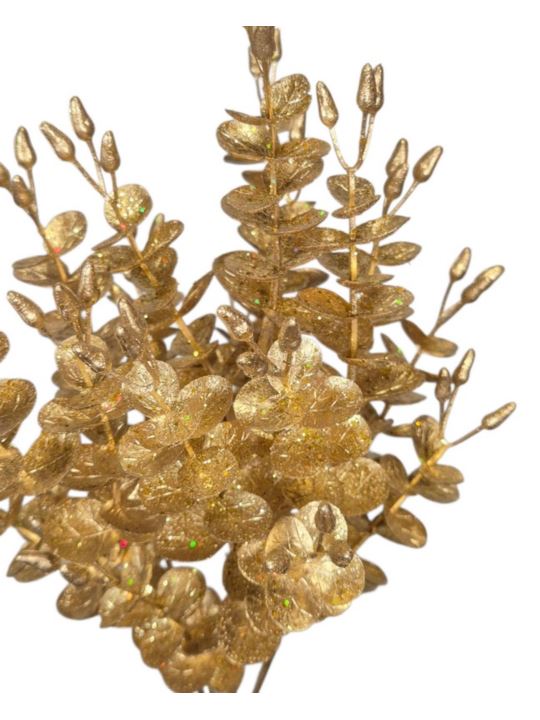 EUKALIPTUS SZTUCZNY BUKIET BROKAT 35CM GOLD