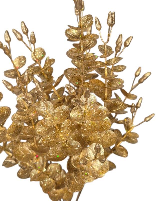 EUKALIPTUS SZTUCZNY BUKIET BROKAT 35CM GOLD