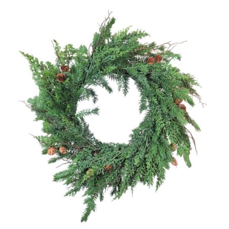 WIANEK SZTUCZNY JODŁA-MODRZEW Z SZYSZKAMI 60CM
