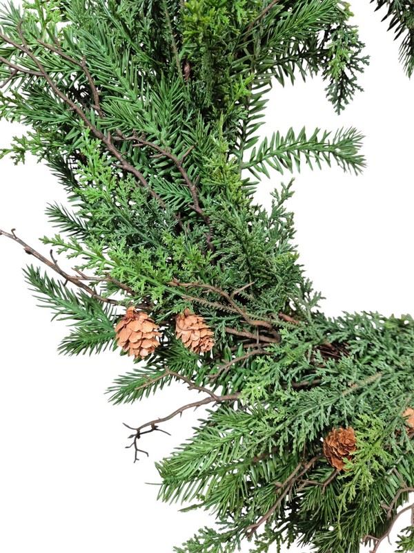 WIANEK SZTUCZNY JODŁA-MODRZEW Z SZYSZKAMI 60CM