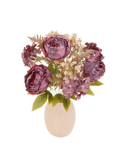 PEONIA Z DODATKAMI BUKIET 50CM OLD BURGUNDY
