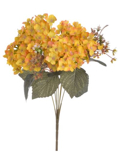 HORTENSJA DROBNA BUKIET 7 GAŁĄZEK 42CM GOLD YELLOW