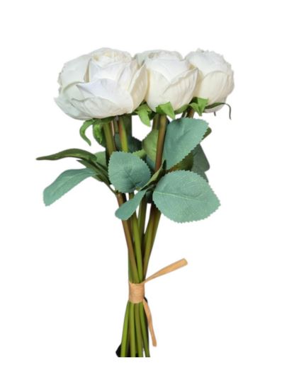 RÓŻA PĘCZEK 9 KWIATÓW 32CM CV36935 CREAM