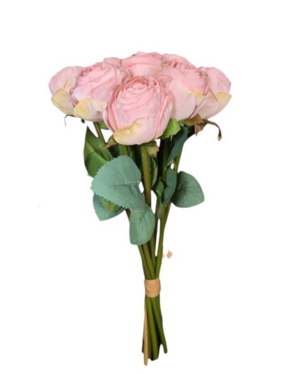RÓŻA PĘCZEK 9 KWIATÓW 32CM CV36935 LT PINK GREEN