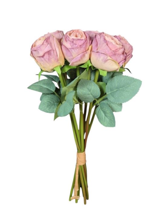RÓŻA PĘCZEK 9 KWIATÓW 32CM CV36935 OLD MAUVE