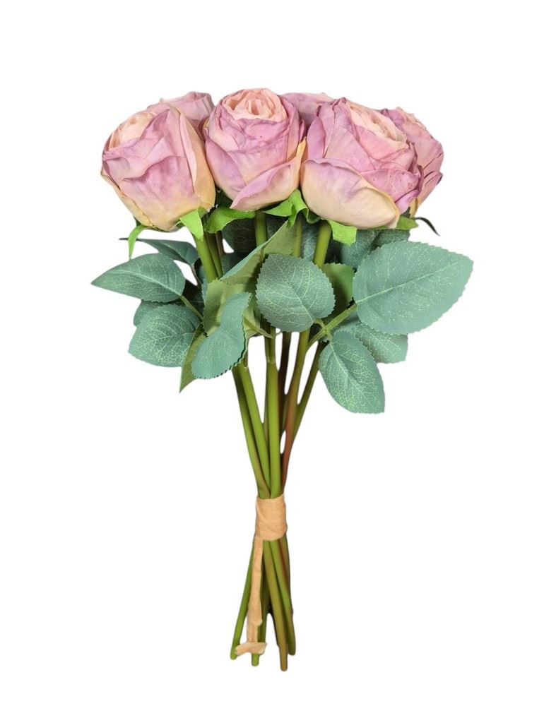 RÓŻA PĘCZEK 9 KWIATÓW 32CM CV36935 OLD MAUVE