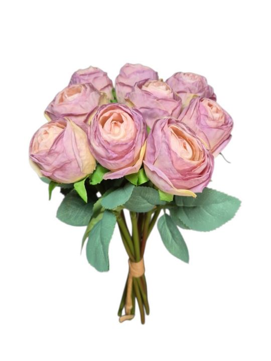 RÓŻA PĘCZEK 9 KWIATÓW 32CM CV36935 OLD MAUVE
