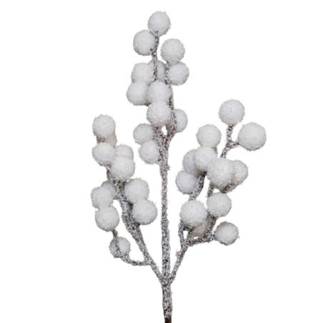 GAŁĄZKA KULKI OPRUSZONE 34CM WHITE