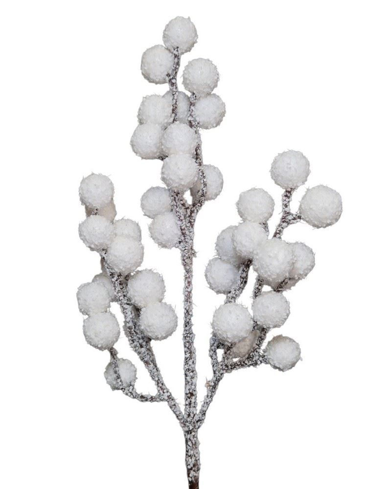 GAŁĄZKA KULKI OPRUSZONE 34CM WHITE