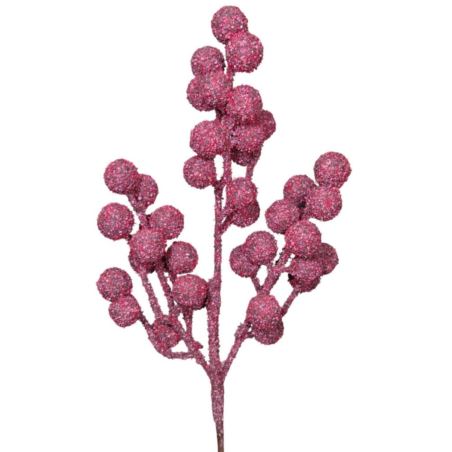 GAŁĄZKA KULKI OPRUSZONE 34CM BURGUNDY