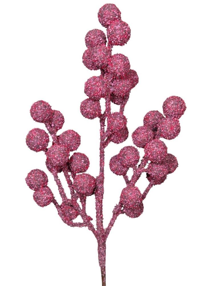 GAŁĄZKA KULKI OPRUSZONE 34CM BURGUNDY