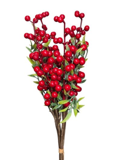 GŁÓG DROBNE KULECZKI x6 PĘCZEK 35CM RED