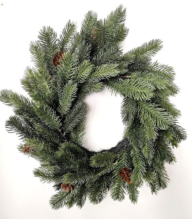 WANEK ŚWIĄTECZNY ŚWIERK Z SZYSZKAMI 44CM GREEN
