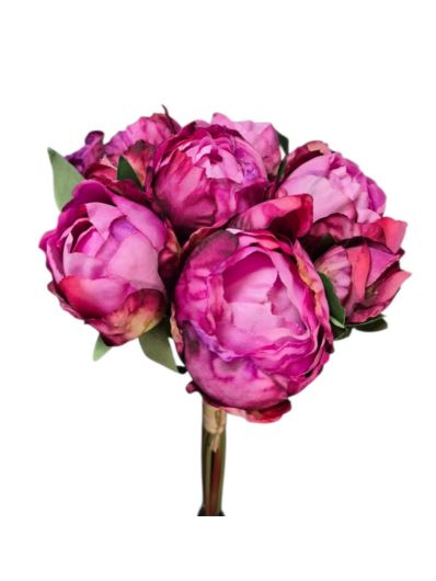 PEONIA PĘCZEK 36CM 9 KWIATÓW CV40939 FUCHSIA
