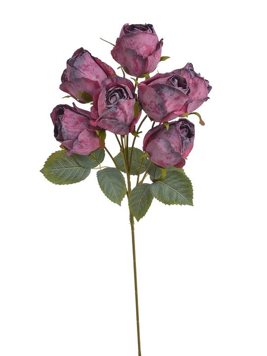 RÓŻA VINTAGE GAŁĄZKA 7KWIATÓW 54CM OLD PURPLE